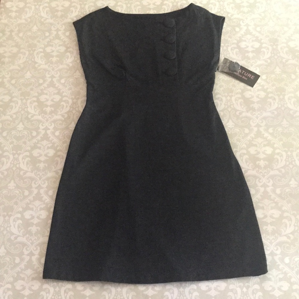 SIGNATURE BY ROBBIE BEE DRESS SIZE 6 BLACK DENIM